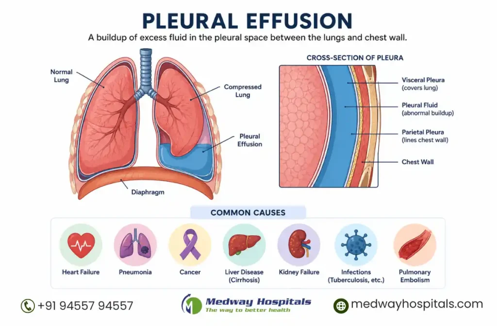 what causes fluid around the lungs